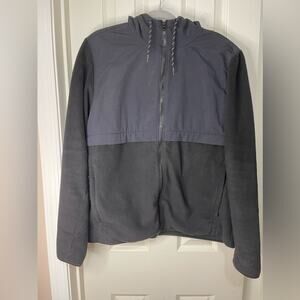 Old Navy Black Polyester Mixed Texture Fleece Jacket with hood size Large